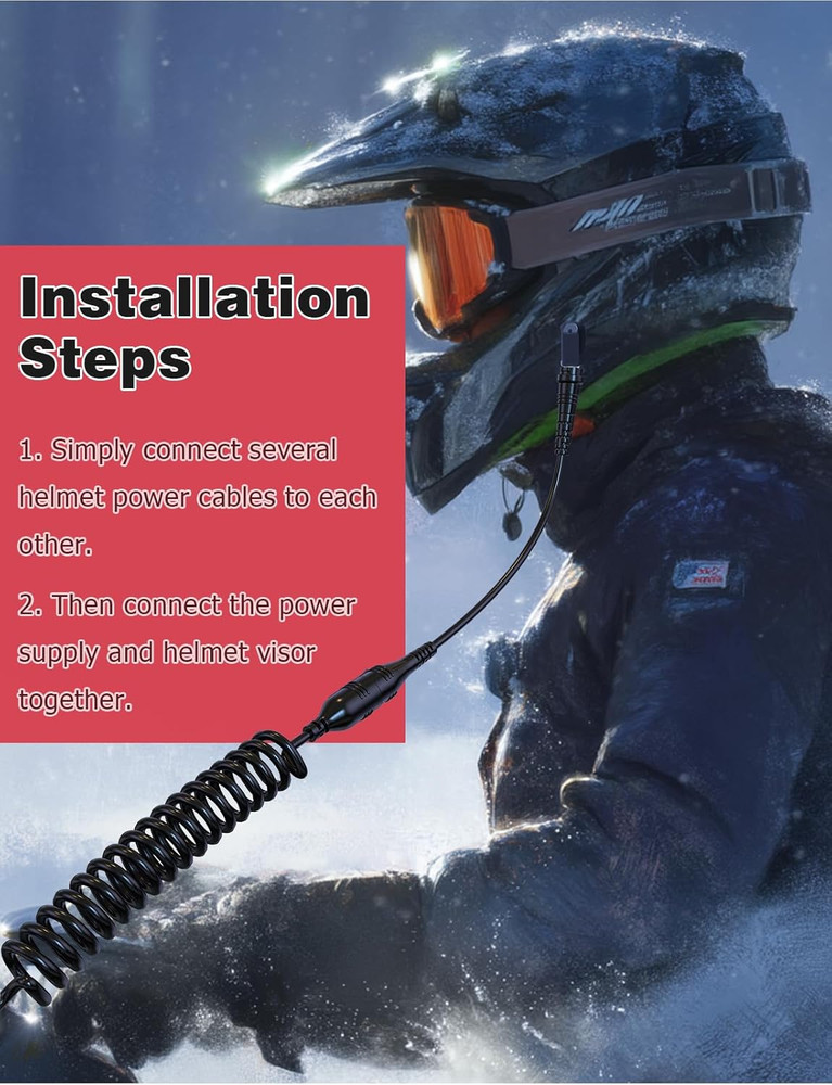Heated Shield Cord Snowmobile Helmet Heated Shield Cord Replacement...