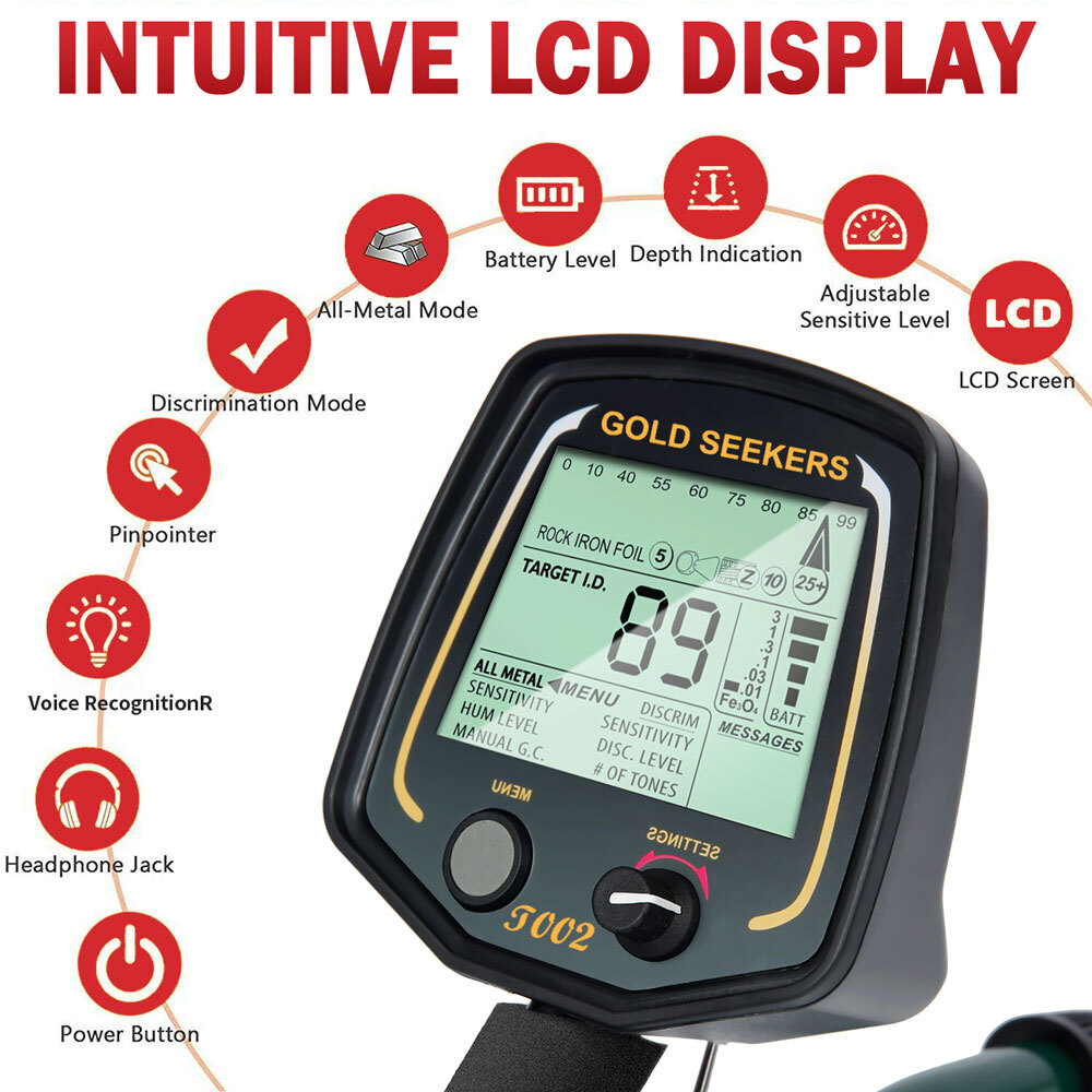 Deep Ground Metal Detector with 8.5" x 11" PROformance Search Coil and Extras