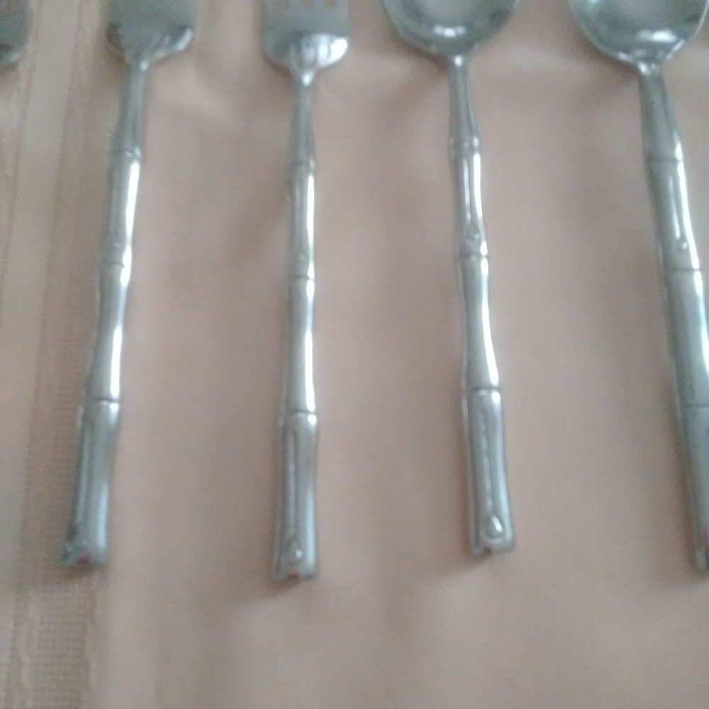 8 pcs Hampton BAMBOO Stainless Dinner Forks Soup Spoons Flatware
