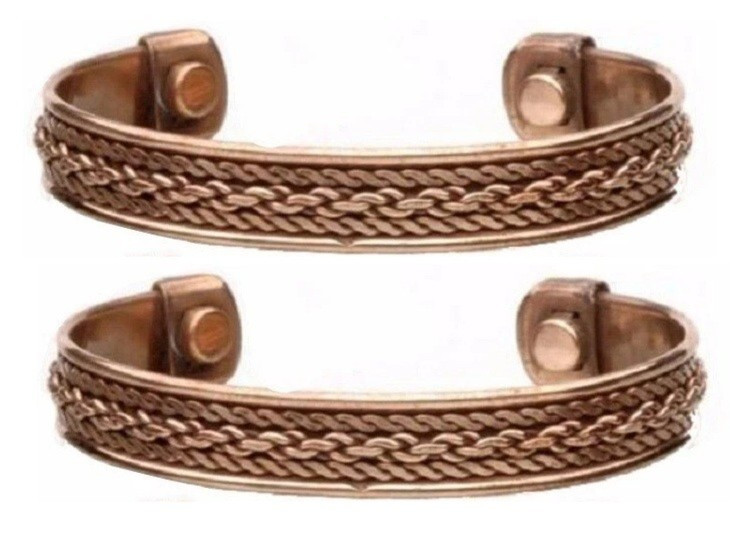 2 Pack Pure Copper Magnetic Bracelet Arthritis Pain Therapy Cuff  Twist Chain