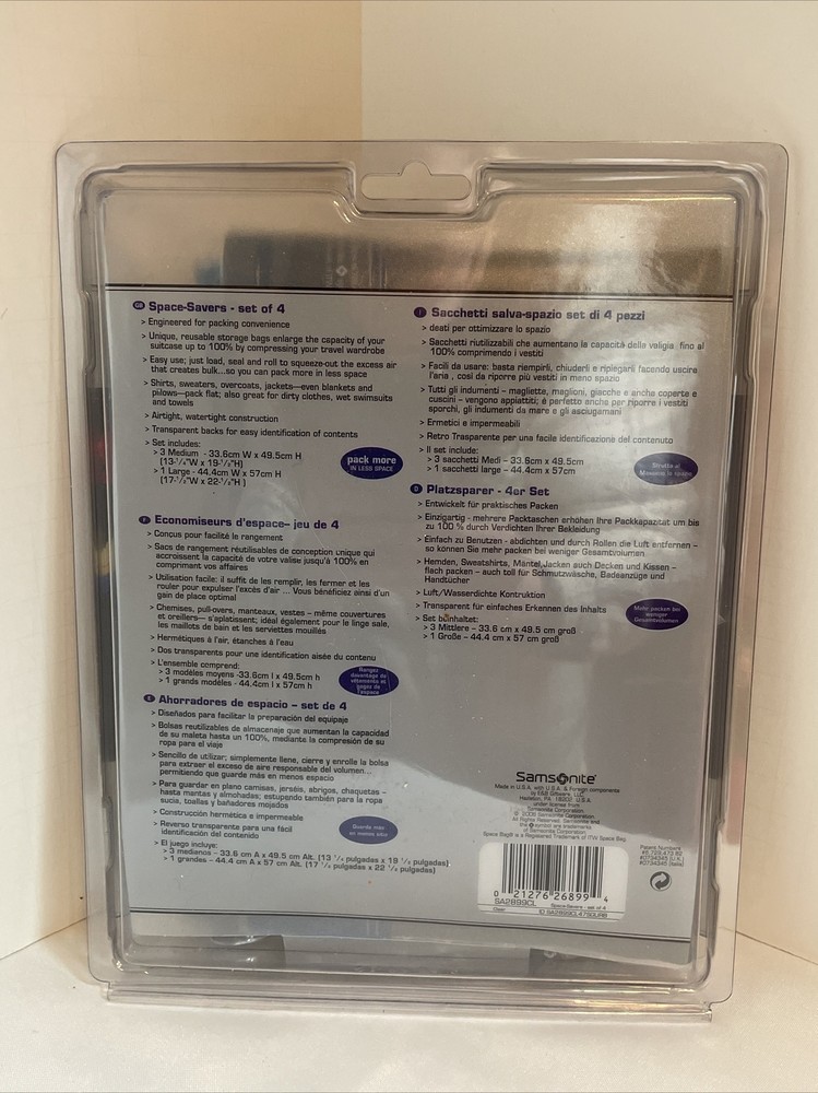 Samsonite Space Savers Bag Set Includes 4 Bags, 3 Medium and 1 Large