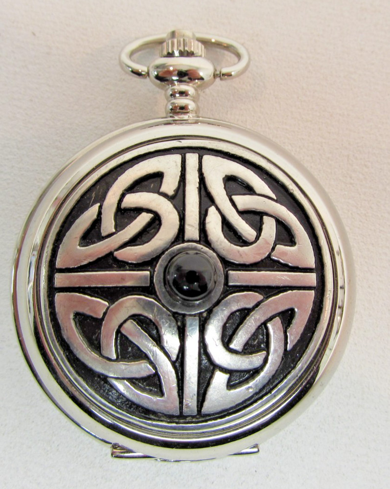 (ref288CC) AE Williams Celtic Design Quartz Pocket Watch Needs Battery