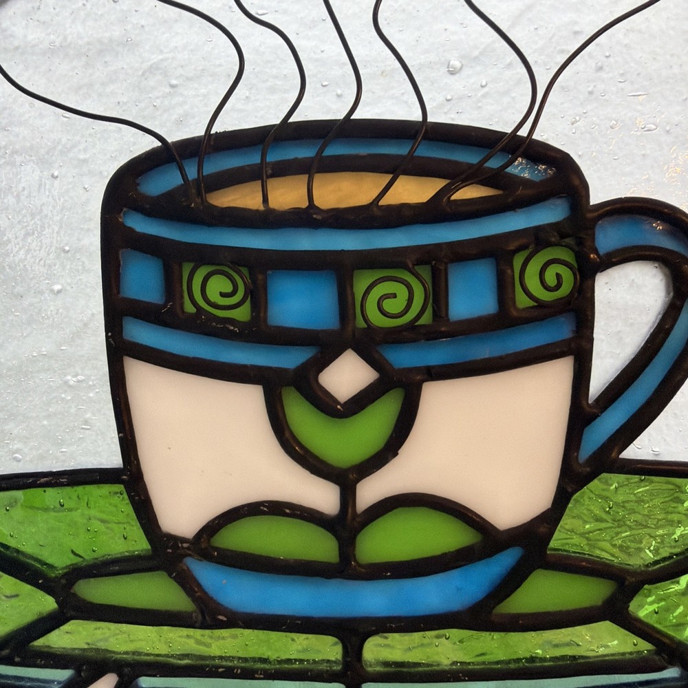 Stained Glass Window Hanging Decorative Medium Panel TEA Handcrafted