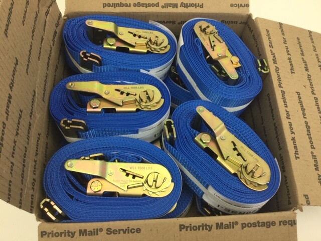 (10) 2" x 20' Blue Interior Van Strap Ratchet Assembly with E-Track Fitting