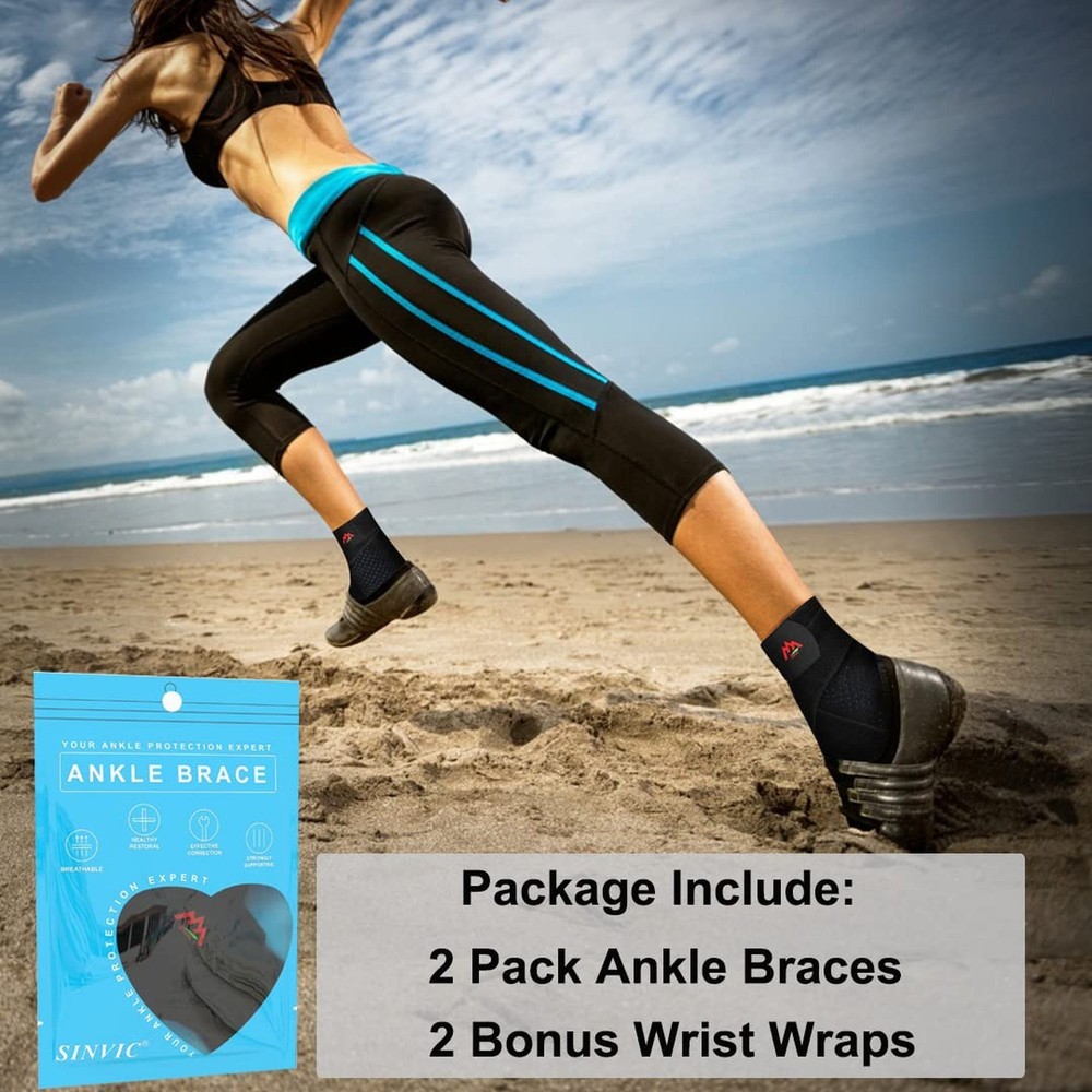 2 Packs Adjustable Ankle Brace for Sprained Ankle- Stabilizes Joints, Prevent...