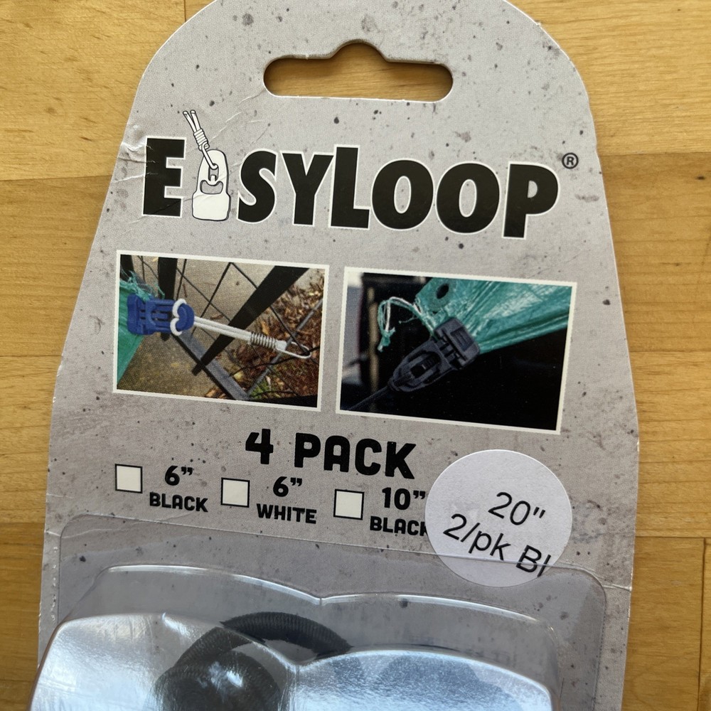 Easyklip Easyloop 20” Cord Loop Bungee 2 Pack Black NEW #29201SS