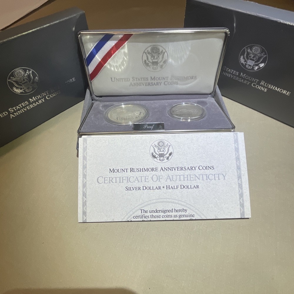 1991 Mount Rushmore Anniversary 2 Coin Proof Set W/COA!!!!!!!