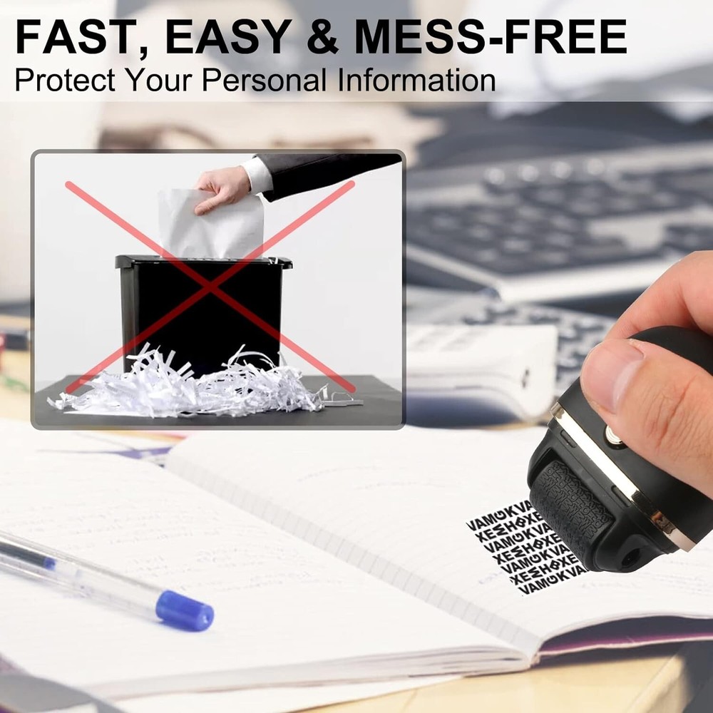 Wide Identity Theft Protection Roller Stamp 2 Pack - Convenient Document Shield
