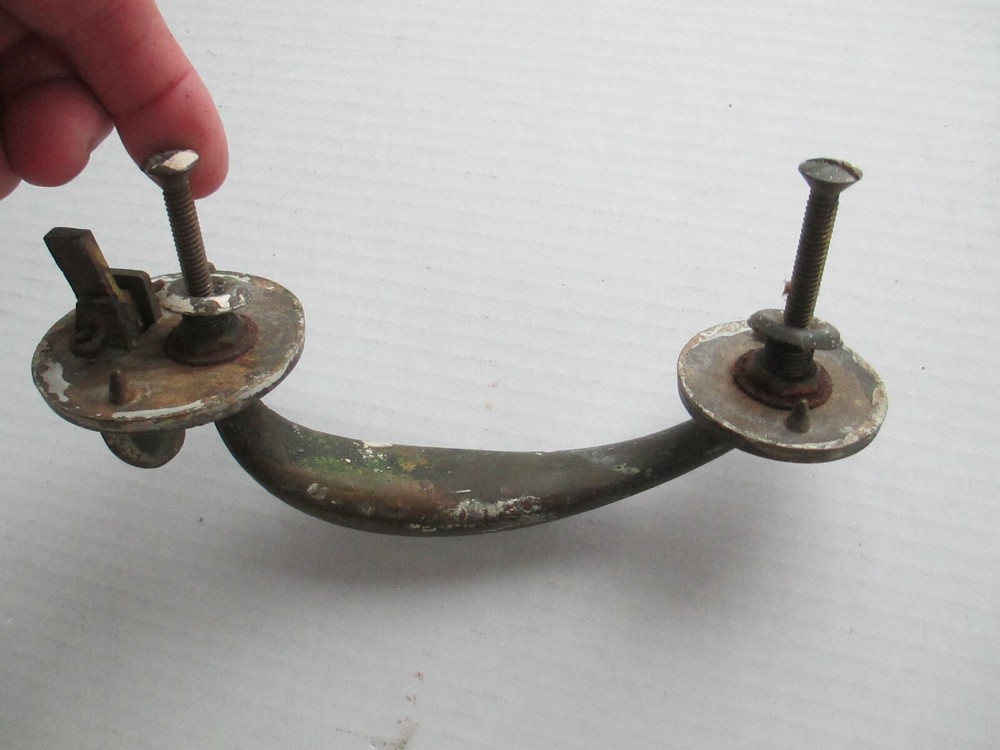 VINTAGE ART DECO DOOR Pull Handle Latch Brass Bronze C83