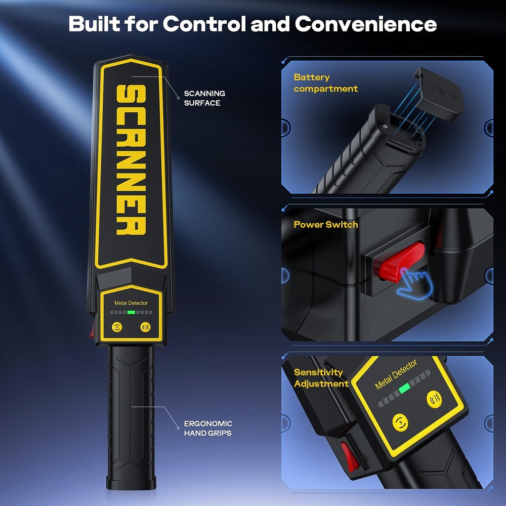 Handheld Metal Detector Wand Security Scanner,High Sensitivity Black