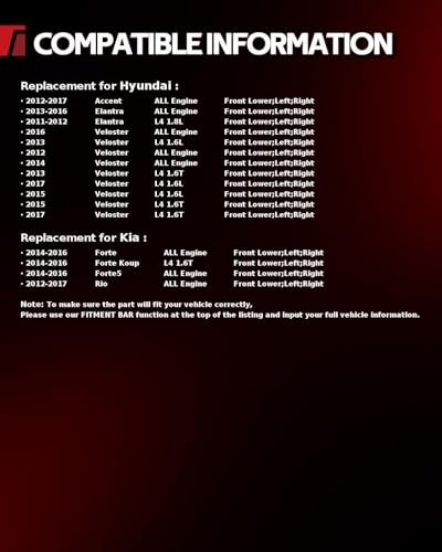 3PCS Engine Mount Compatible with Elantra 2011 2012 2013 2014 2015 2016,