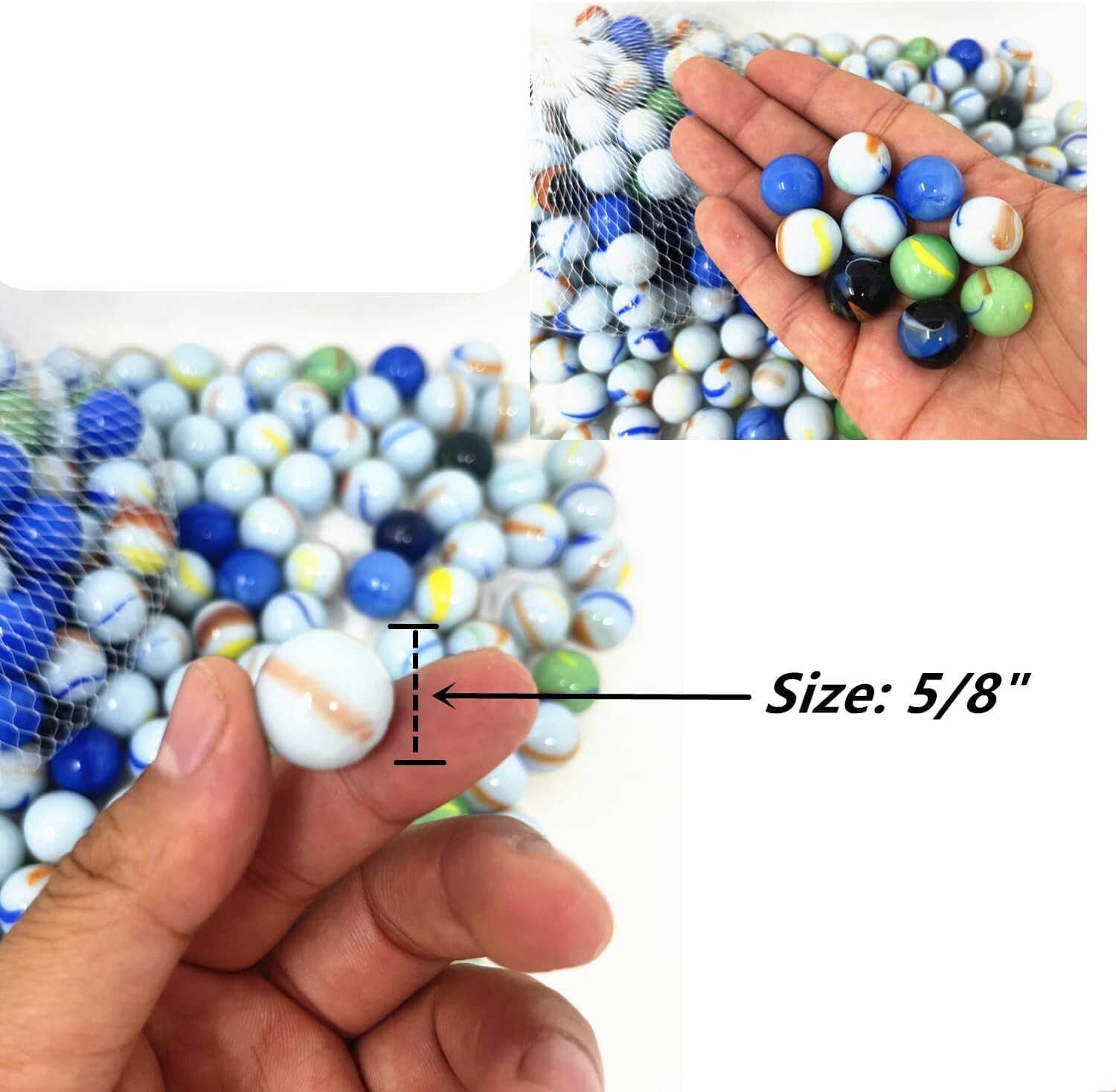 Lot of 1000 Glass Marbles 12lb Glass 5/8" 16mm Bulk Wholesale Toy SlingShot Ammo