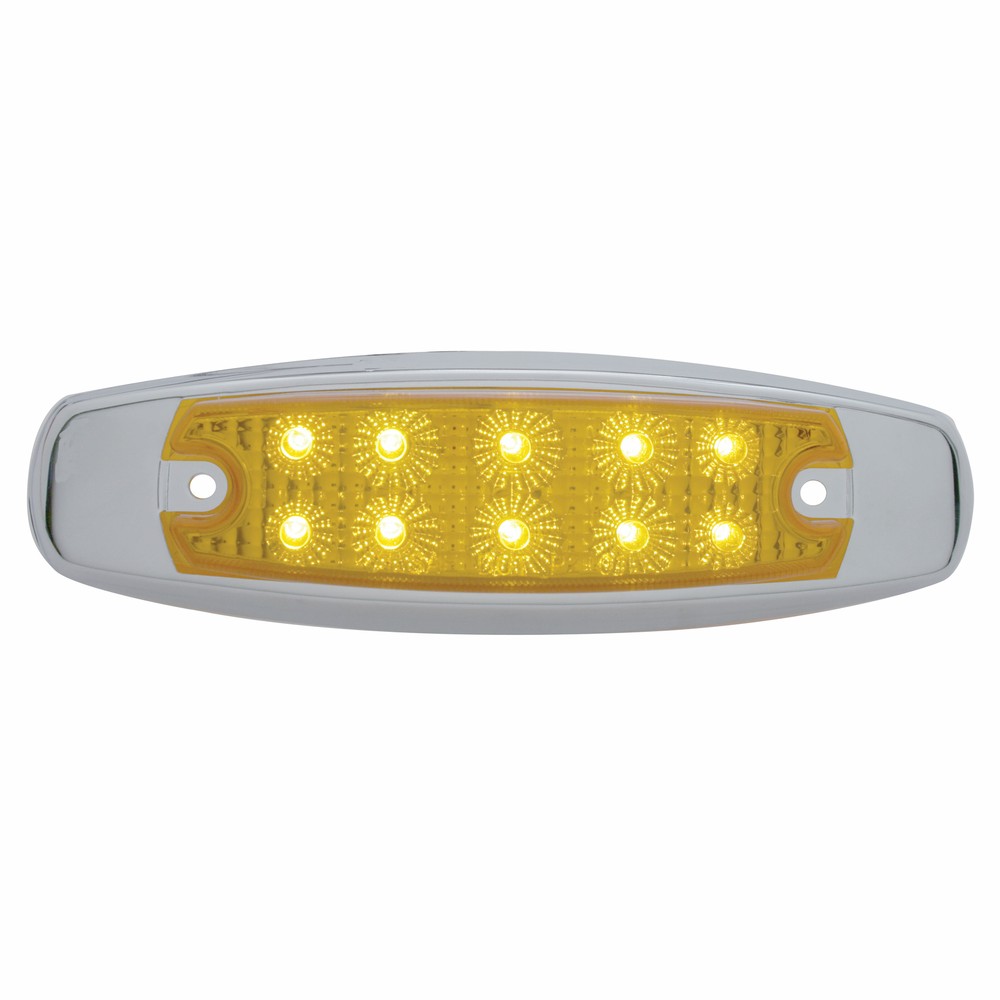 10 LED Reflector Rectangular Clearance/Marker Light - Amber LED/Amber Lens