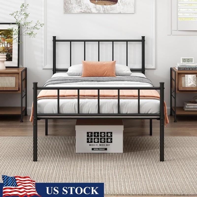 Durable Twin XL Bed Frame No Box Spring Needed Easy Assembly Strong Support New