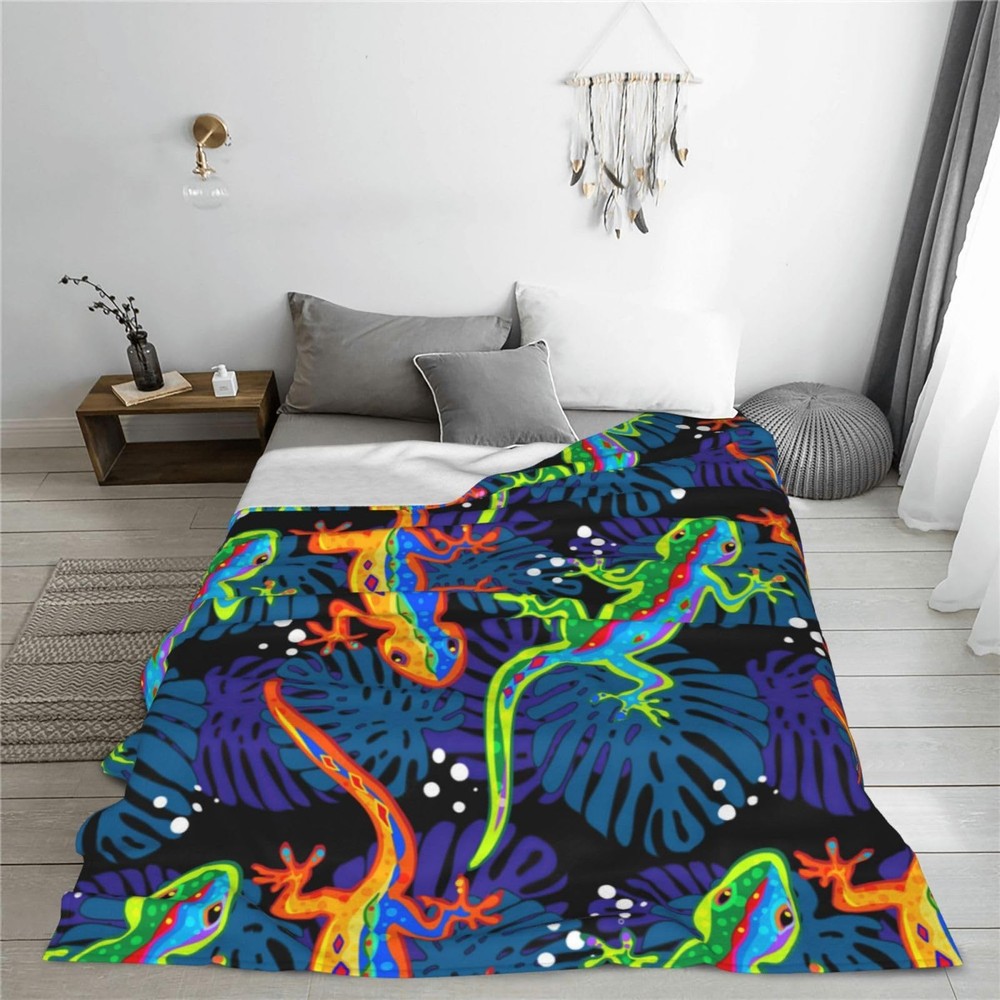 Lizard Throw Blanket Lizard Palm Decor Blanket Super Cozy Plush Lightweight S...