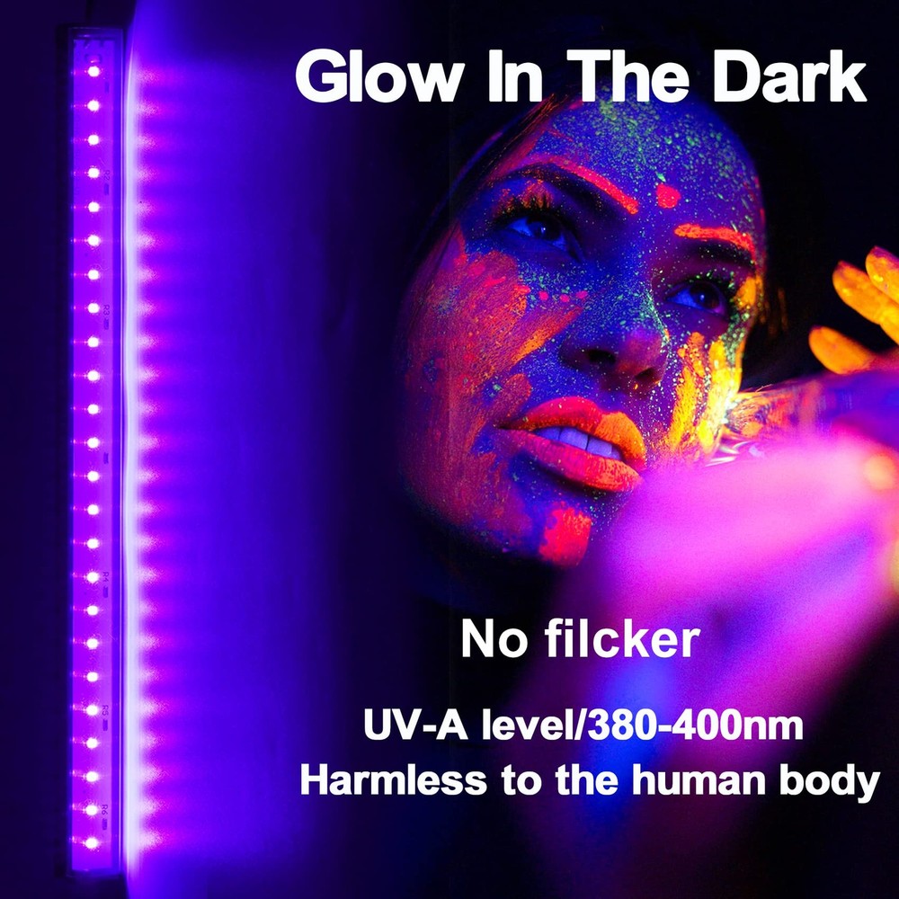 Black Light Bar 10W UV Blacklight Strip for Glow 1 ft 2 Pack,