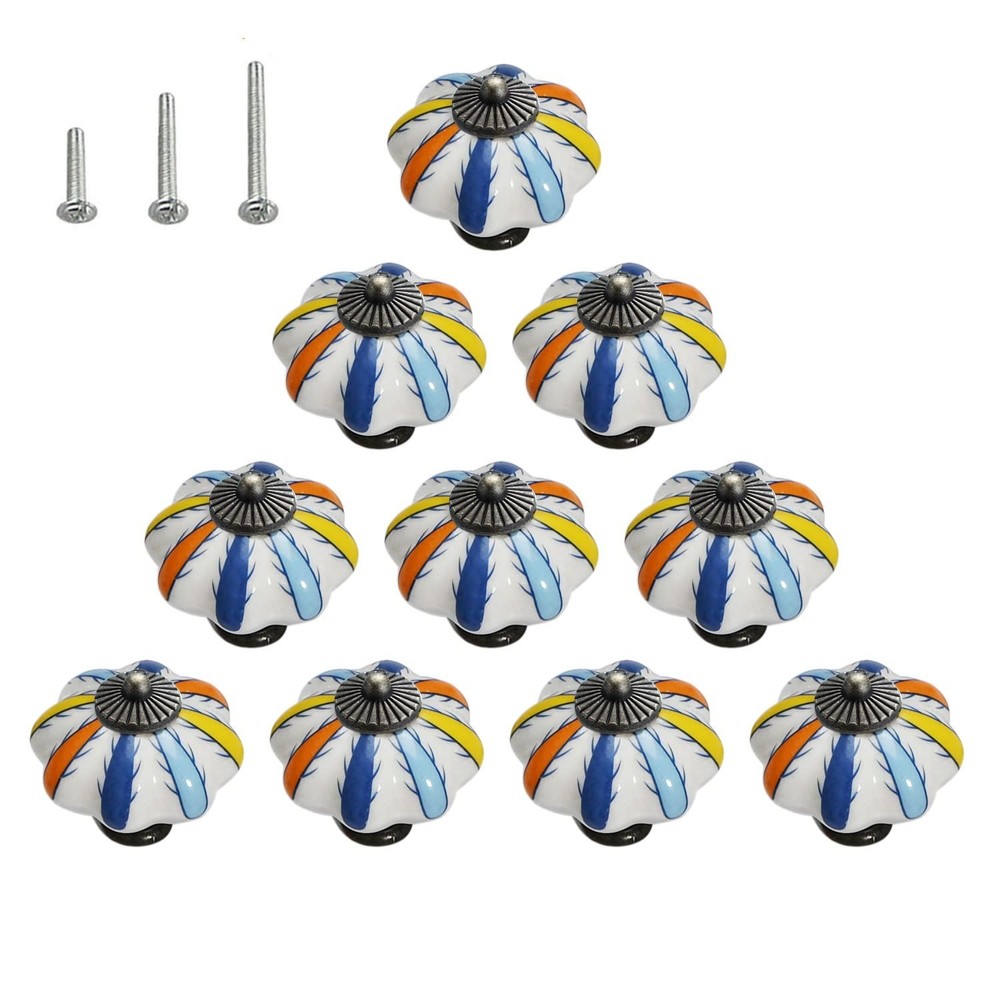 Cabinet Knobs and Pulls Vintage Pumpkin Pottery Ceramic Kitchen Cupboard Draw...