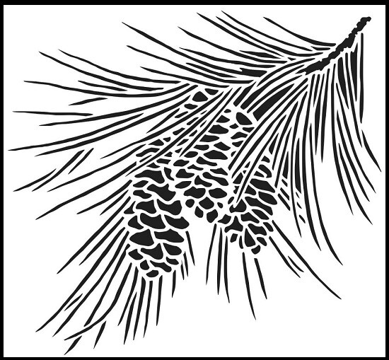 8"x8.5" Clear Plastic Stencil - Pinecone (RO33)-