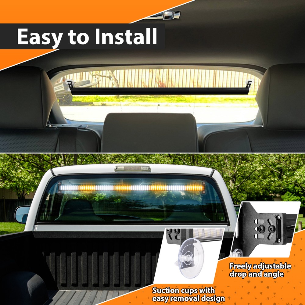 144 LEDs 35" Emergency Warning Windshield Strobe Amber Light Bar Traffic Advisor