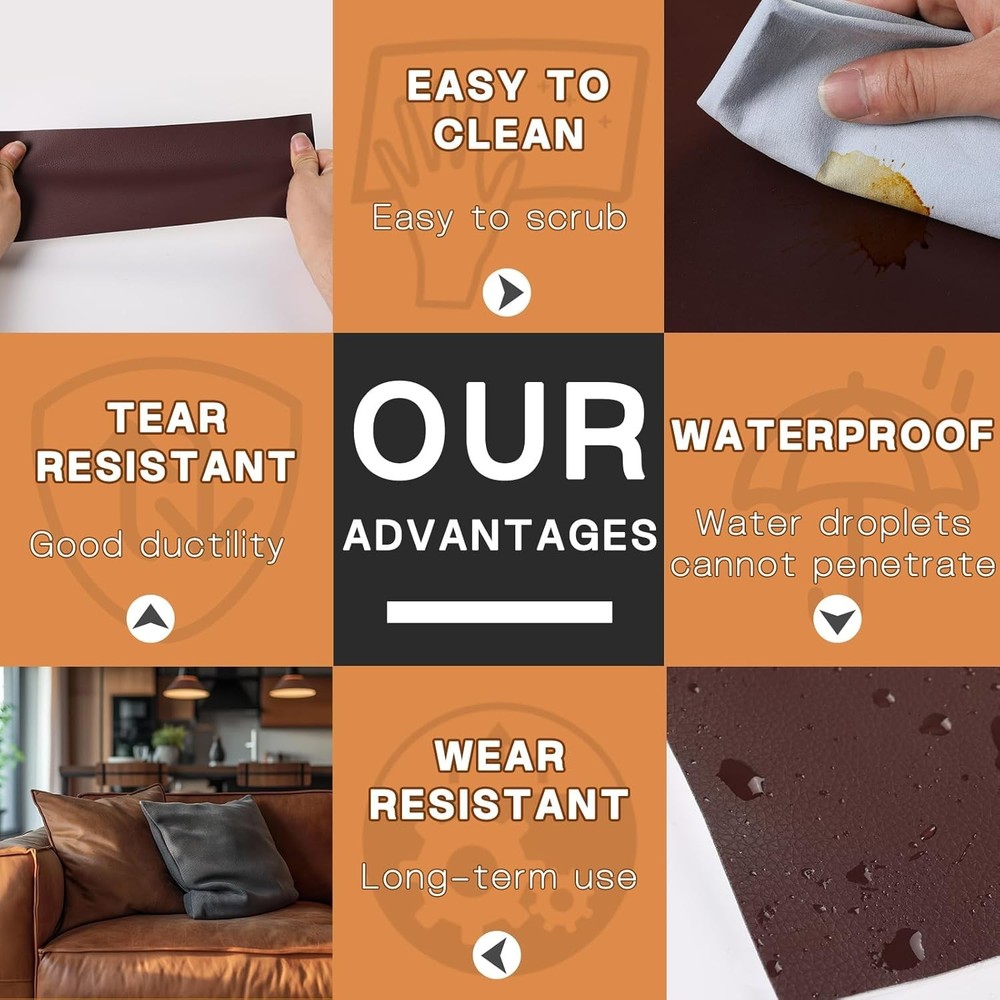 Self-Adhesive Leather Repair Patch Kit - Waterproof, Easy Fix for Sofas, Car ...