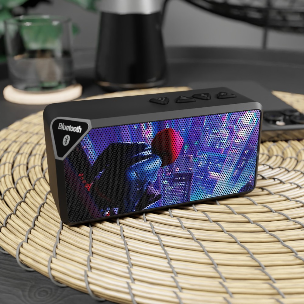 Retro Arcade Gamer Bluetooth Speaker | Pixel City Synthwave Design