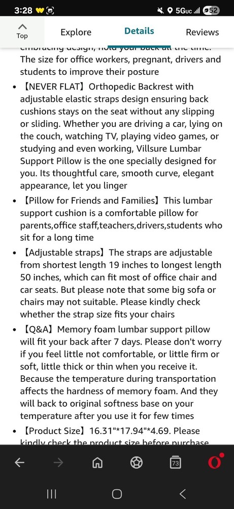 Niceday Lumbar Support Pillow, Adjustable, Machine Washable, Great Condition