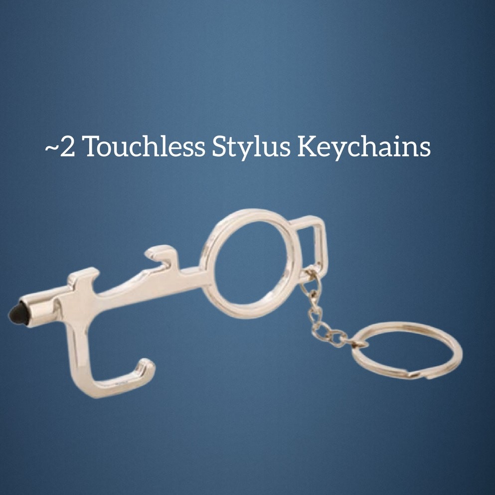 2 Silver Touchless Keychains with Stylus Tip