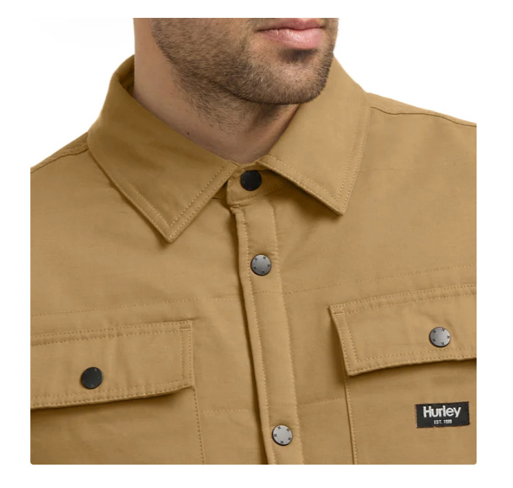 Hurley Men's Quilted Shirt Jacket Tan Size L