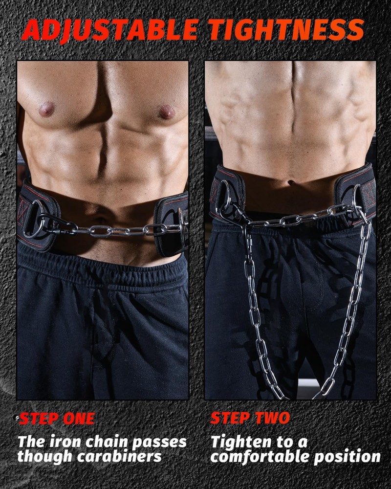Dip Belt with Chain 37-40" for Weightlifting Dips Pullups 650lbs Capacity
