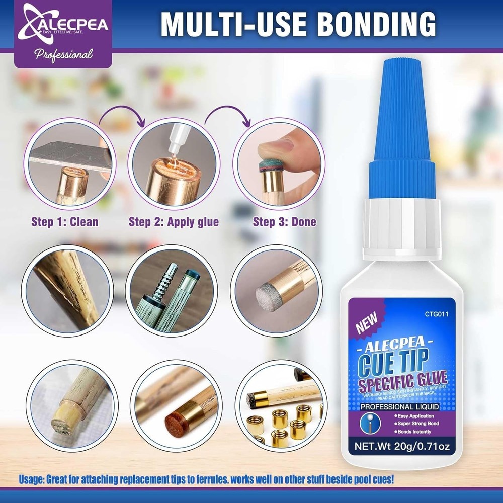 High Performance Pool Cue Tip Glue, 30ml Gel Adhesive for Multiple Materials