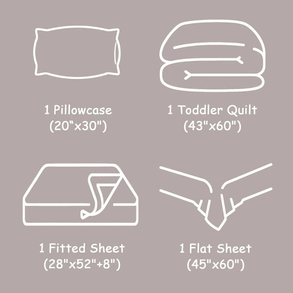 Toddler Bedding Set - 4 Piece Microfiber Crib Sheet Set, Crib Bedding Set Includ