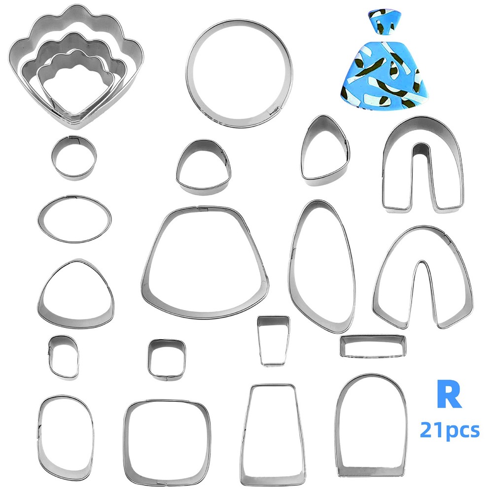 21Pcs Clay Earring Cutters Polymer Clay Tool DIY Ceramic Craft Cutting Mold C