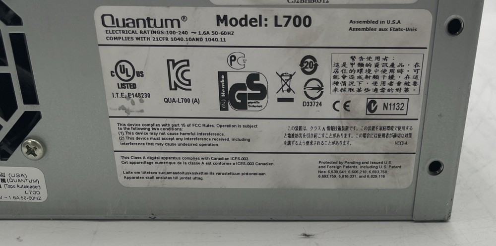 Quantum L700 Superloader 3 SCSI Tape Drive Library Auto Loader