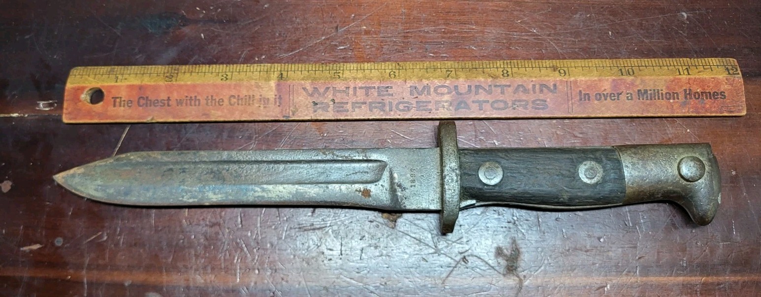 PRE WWI US M1892 KRAG / JORGENSEN BAYONET - DATED 1897 Made Into Trench Knife
