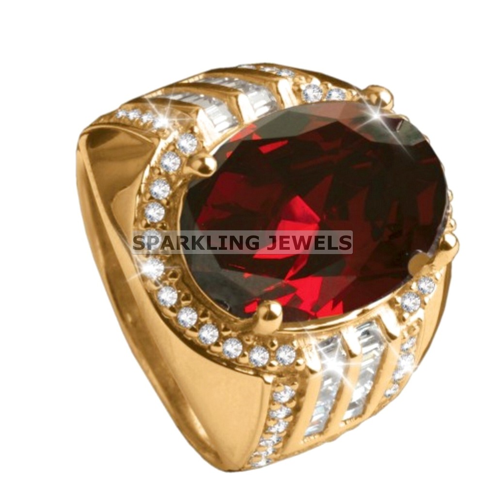 AAA+ Garnet Oval Cut With 14K Solid  Gold  Ring For Men #C213
