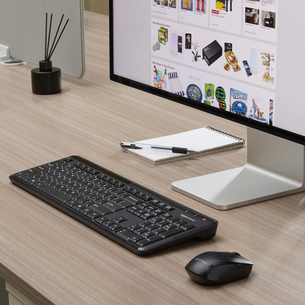 2.4Ghz Wireless Keyboard and Mouse Combo Set, Quiet and Compact US Layout, Plug