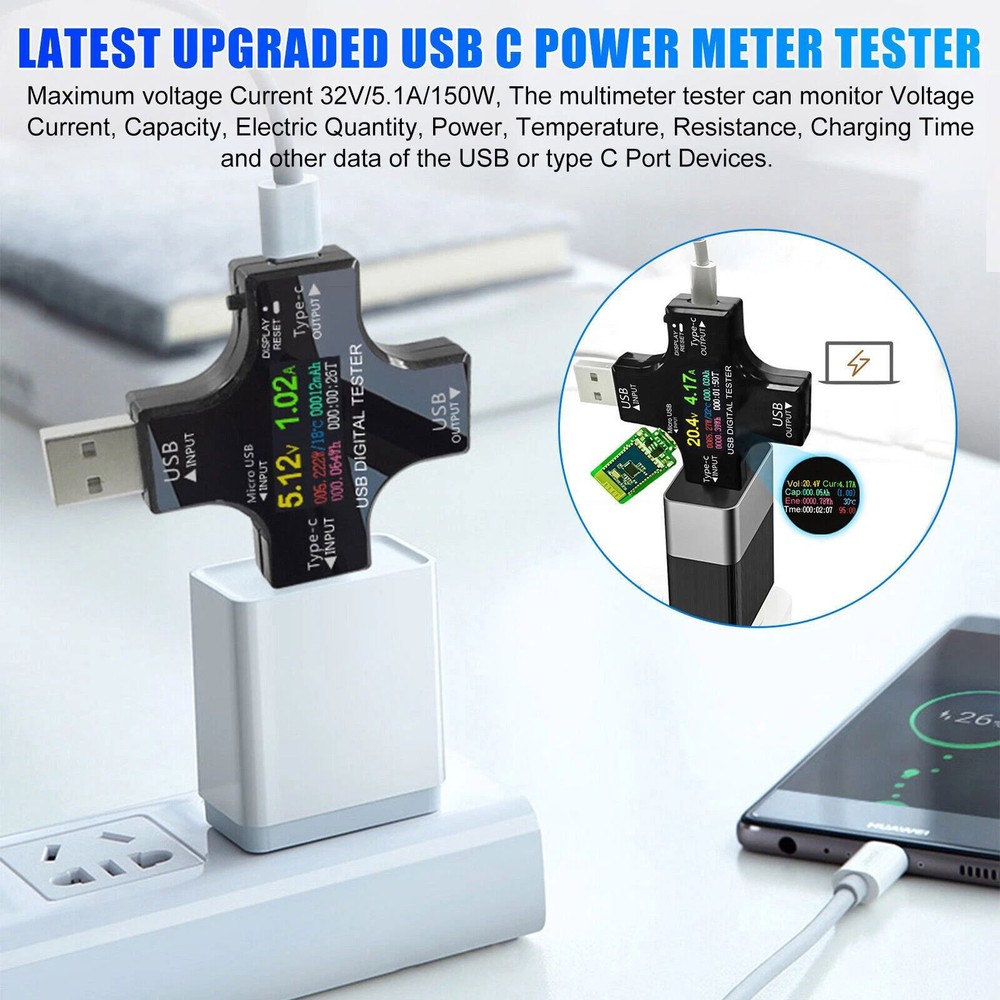 New USB Power Meter USB Power Meter Tester Accepts Maximum Power: 150W