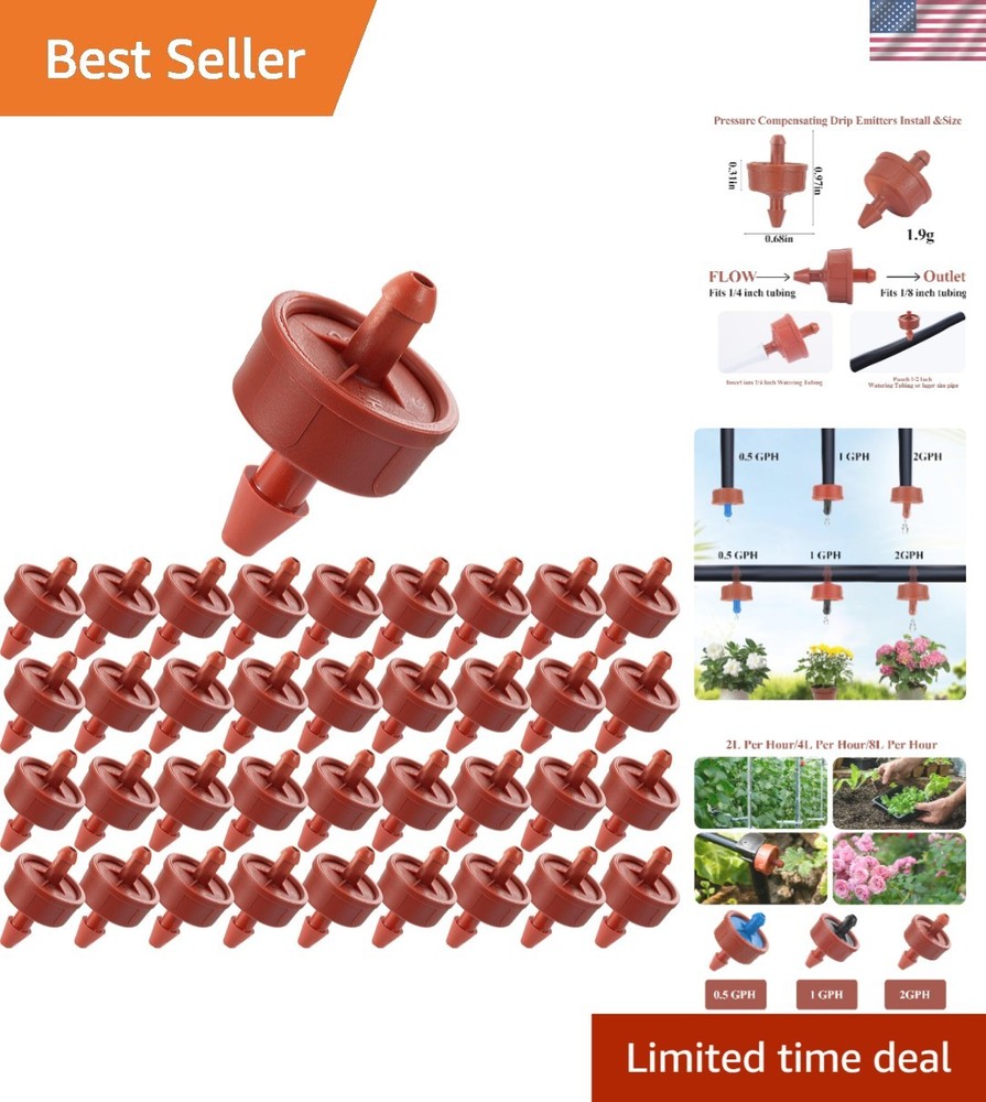 200 Pcs 2GPH Pressure Compensating Drippers for Efficient Garden Irrigation