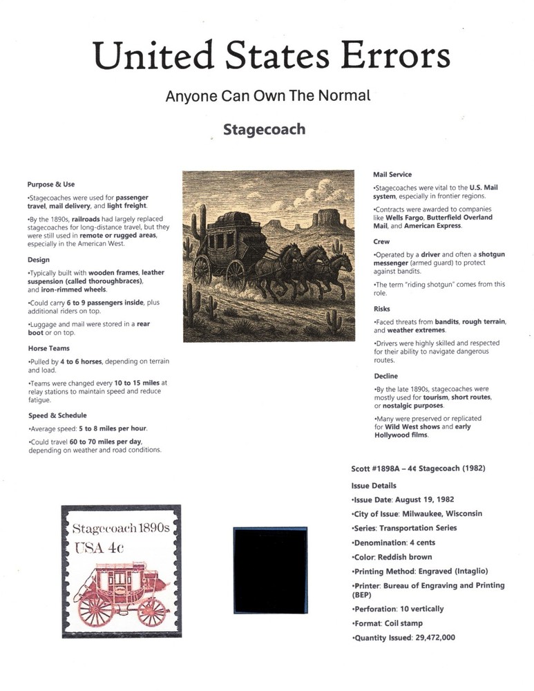 Centsational Custom Presentation Panel For Error SN 1898A - 8.5” X 11”