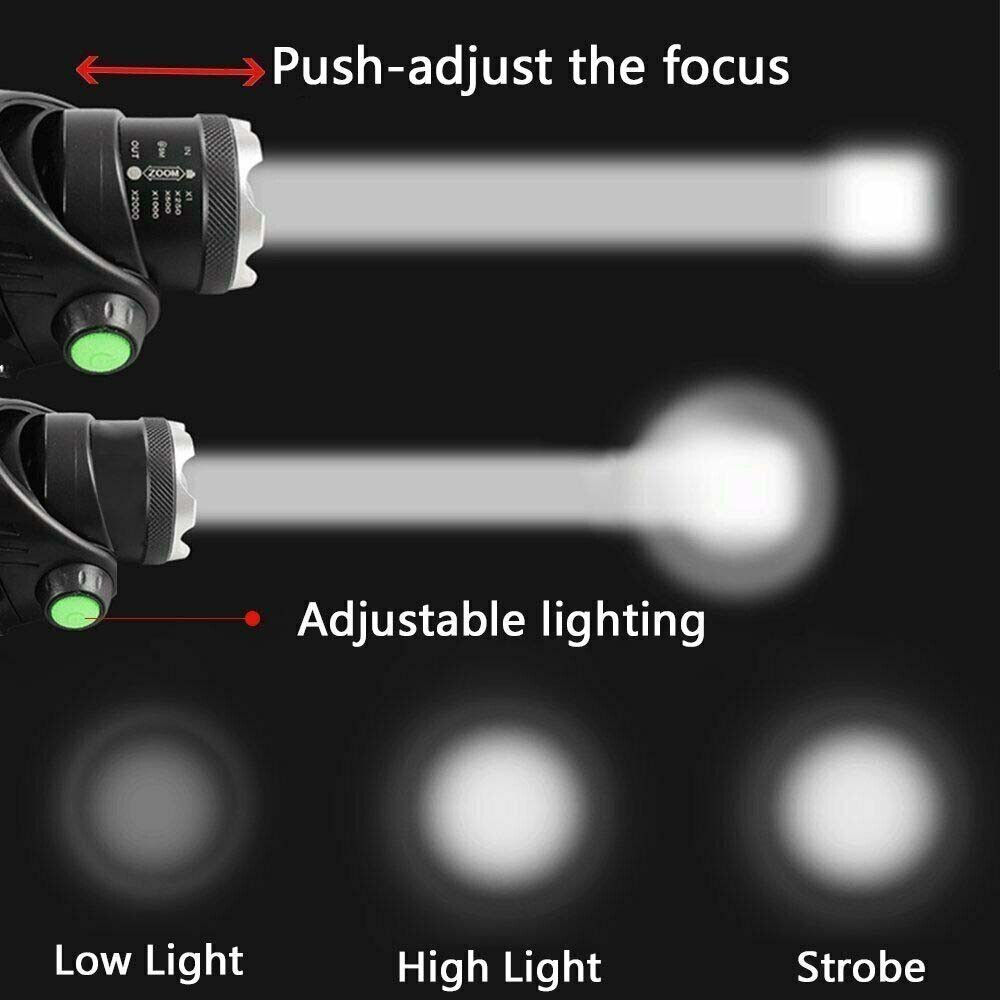 99000000lm LED Headlamp Rechargeable Headlight Head Torch Lamp Flashlight+2 Char