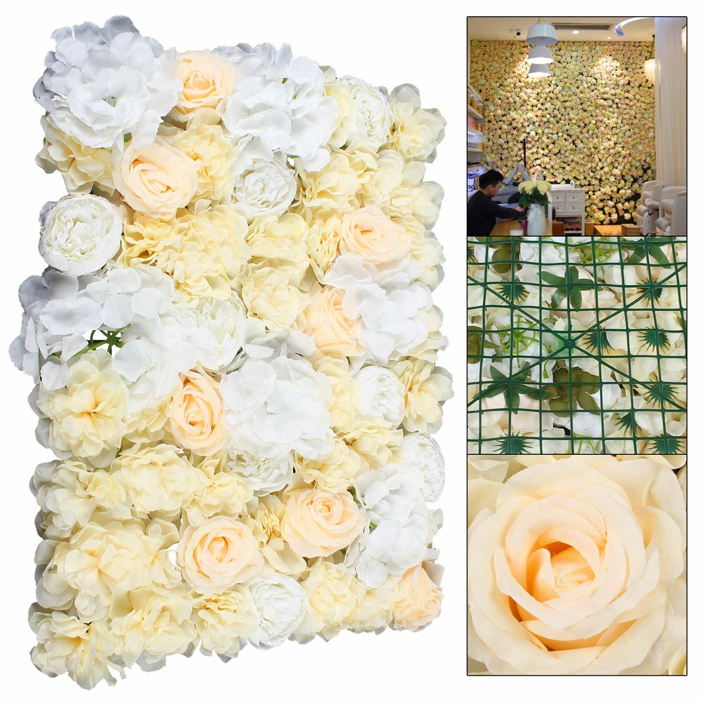 12Pcs Artificial Rose Hydrangea Flower Wall Panel for Wedding Party Decor