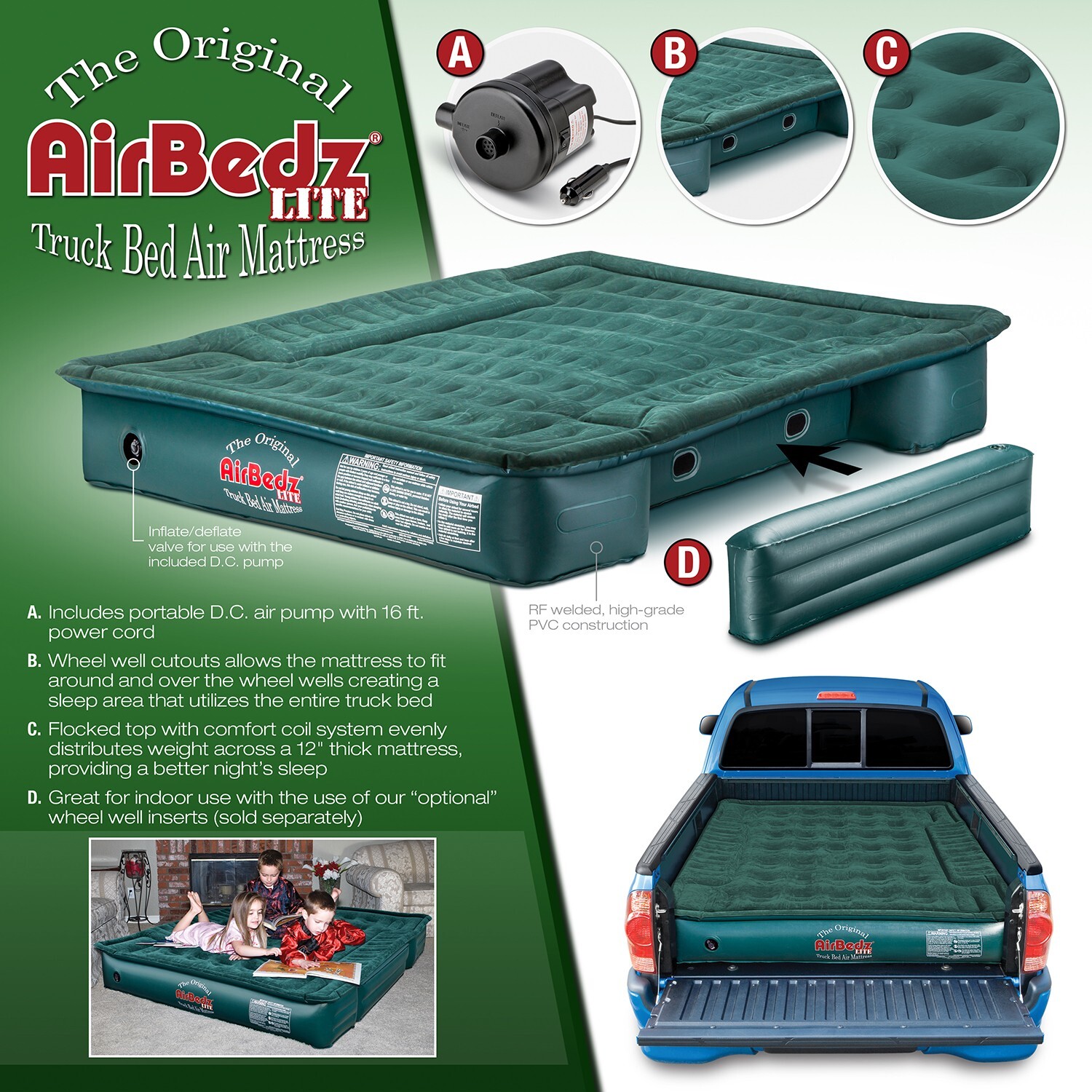 AirBedz Lite Overlanding Full Size Truck Bed Camping Air Mattress fits 6'-6.5'