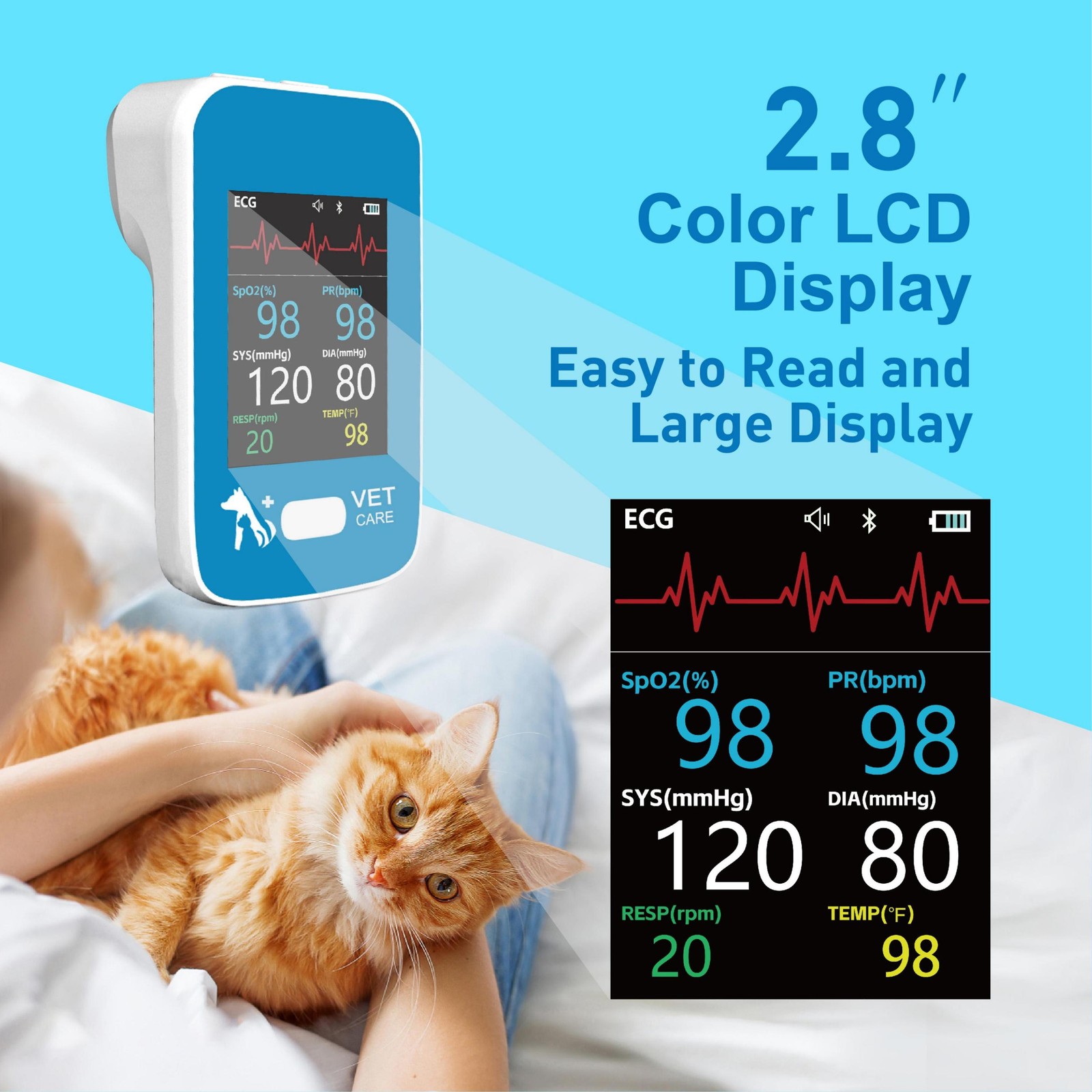 Veterinary Blood Pressure Monitor for Dog & Cat Animal Vital Signs Monitor