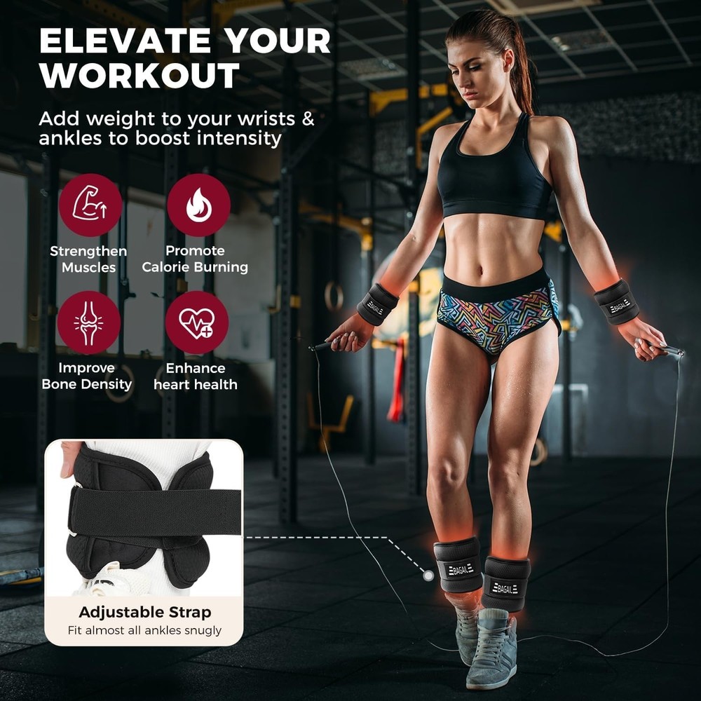 Durable 2 LB Adjustable Ankle & Wrist Weights – Ideal for Strength Training
