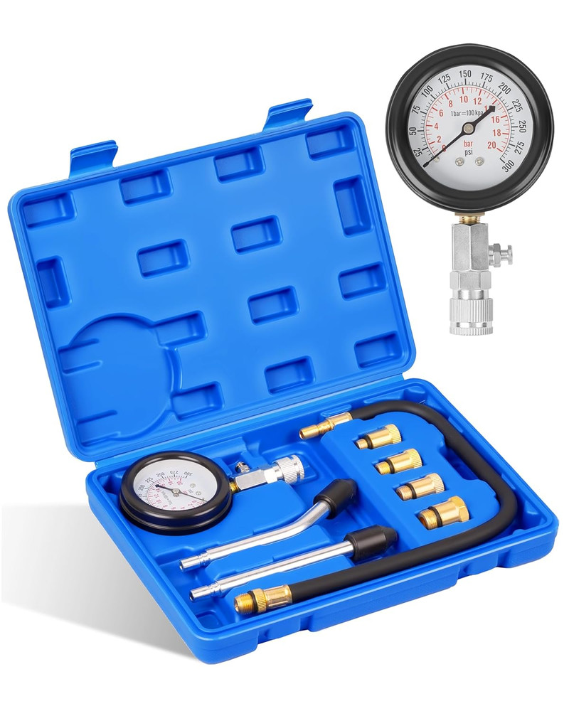 Professional Petrol Engine Compression Tester Kit Set for Car Motorcycle 8 Pcs