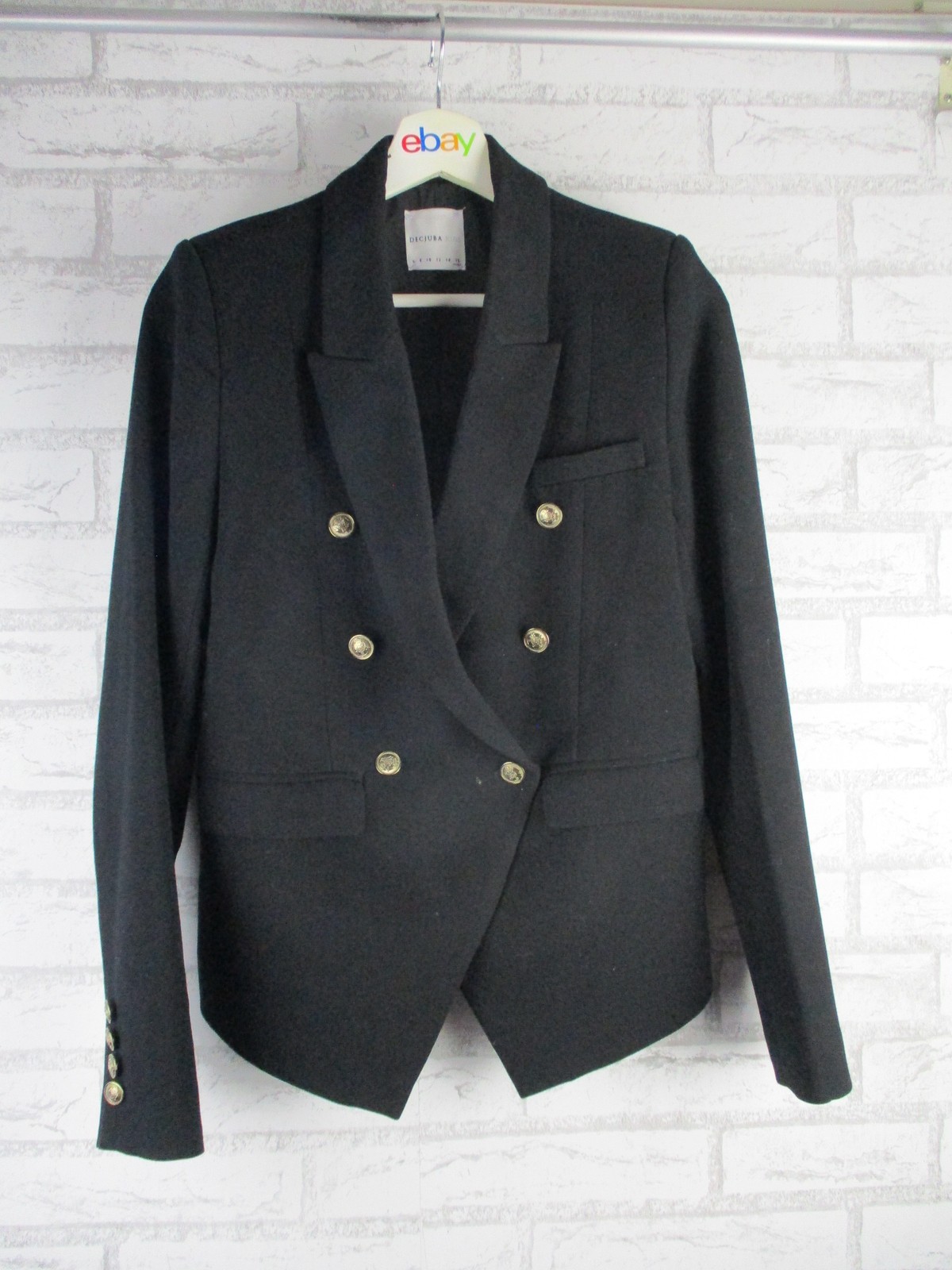 DECJUBA KIDS Girls Double-Breasted Blazer Jacket Black Size 16 Gold Buttons