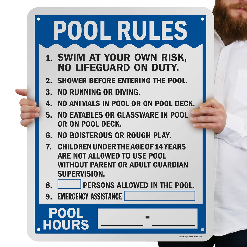 30 X 24 Inch “Pool Rules - Pool Hours” Write-On Metal Sign with Pre-Cleared Hole