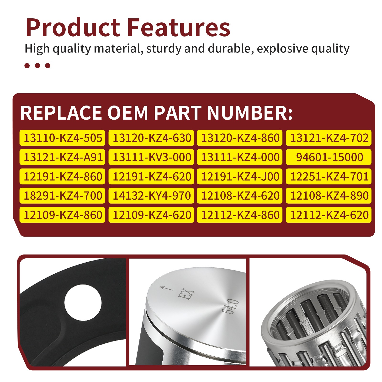 Top End Rebuild Kit 54mm Size B Piston For Honda CR125R 1992-1999 13110-KZ4-505