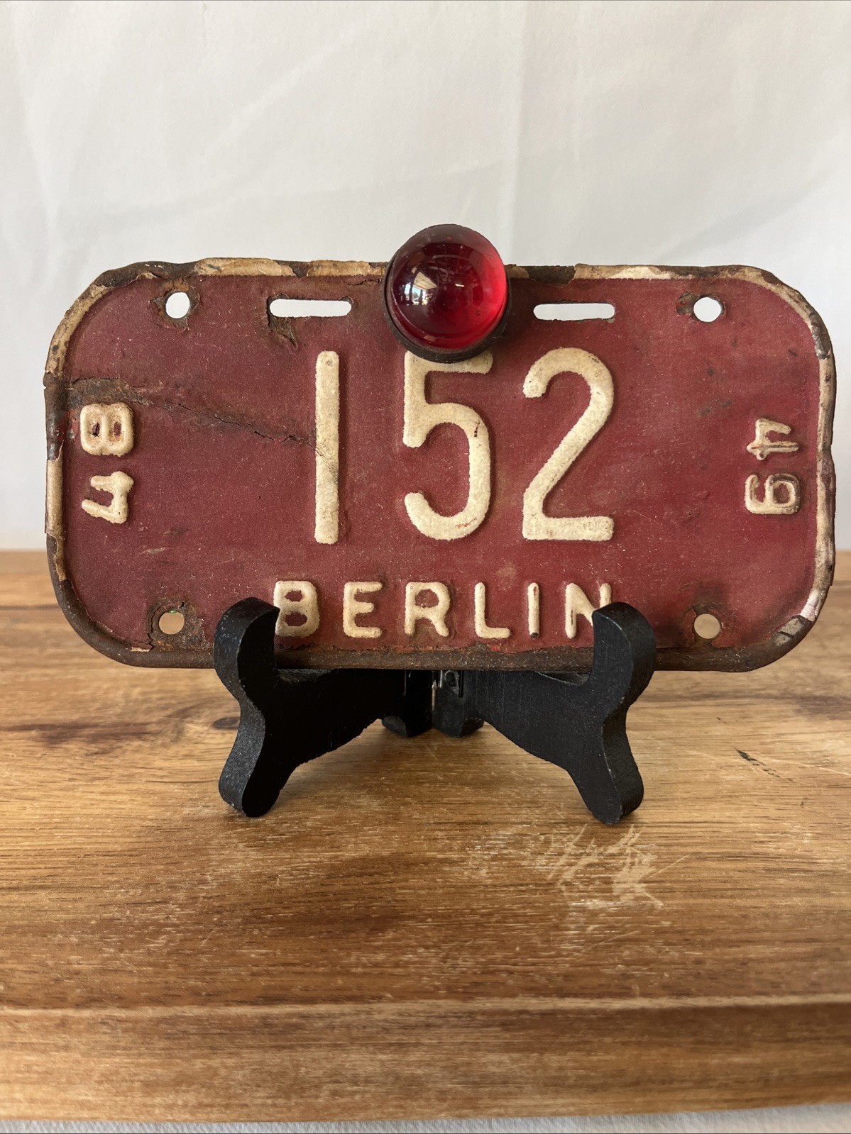 Vintage 1948-1949 BICYCLE TAG License Plate Berlin, Wisconsin