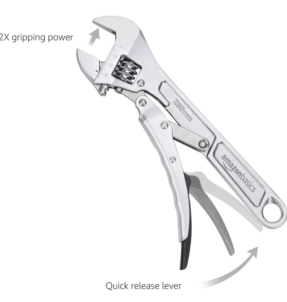 10 inch Locking Adjustable Wrench, Precision Machined, Rust Resistant